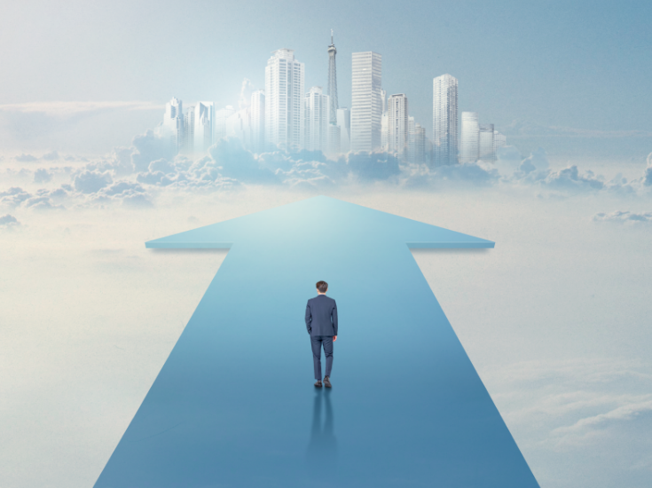 앞으로 나아가는 남성